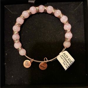 Alex and Ani ROSE QUARTZ Pink Beaded Bracelet ROSE GOLD FINISH NWT